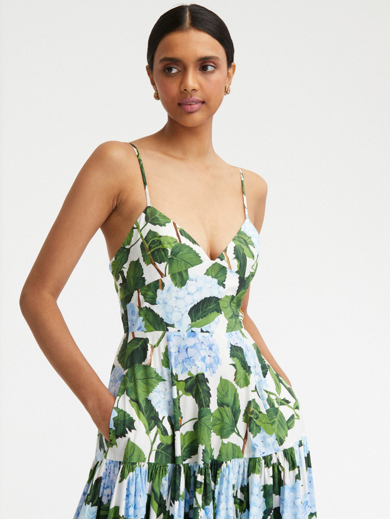 SLEEVELESS HYDRANGEA POPLIN MAXI DRESS 3