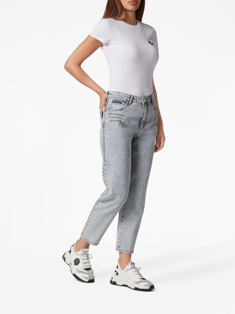 PHILIPP PLEIN logo-patch cotton tapered jeans outlook