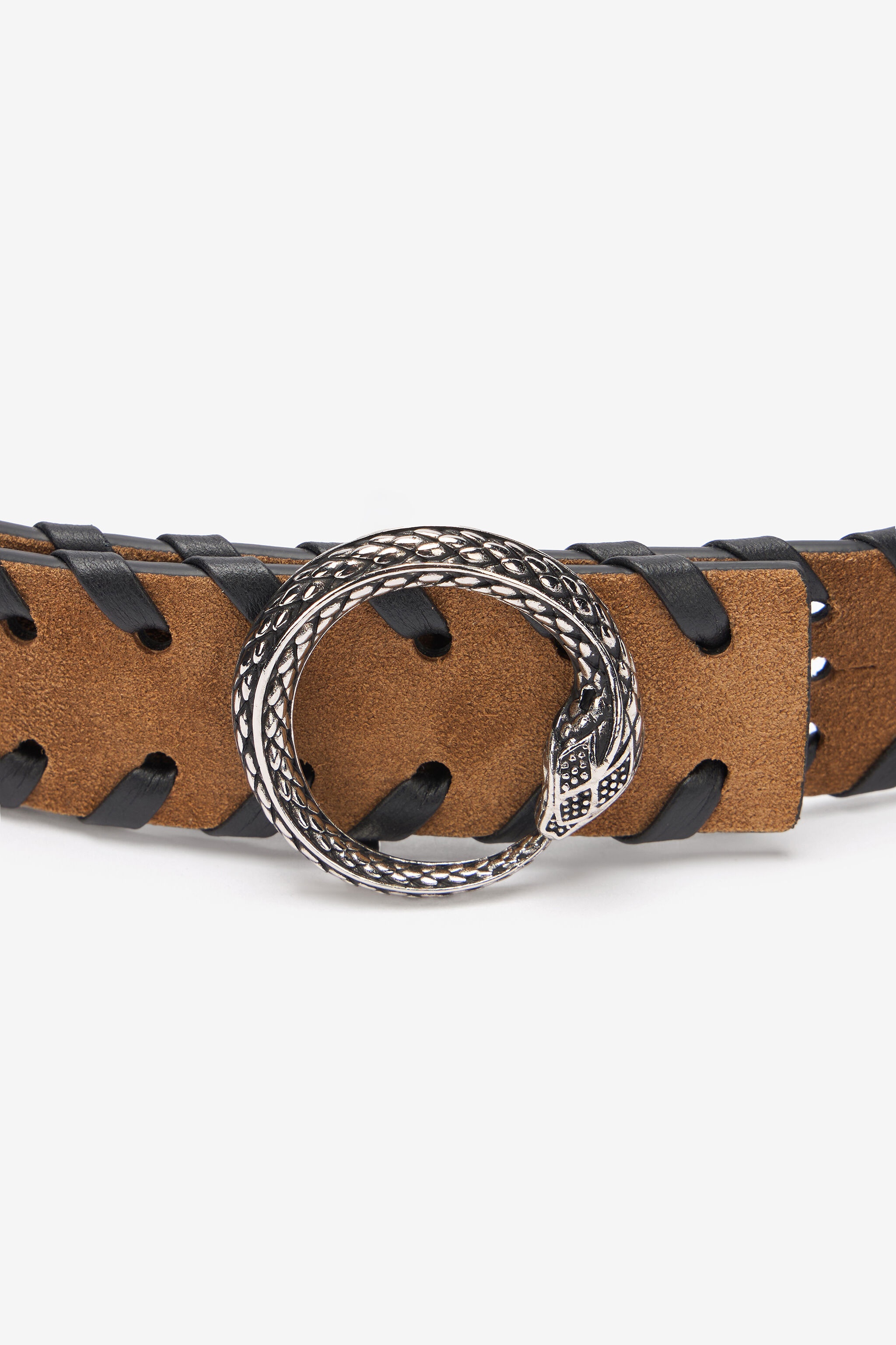 Leather Belt With Snake Buckle - 4