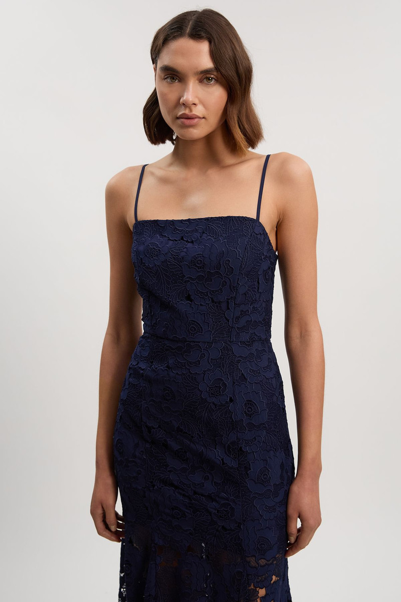 KAREN MILLEN Petite Guipure Lace Woven Bardot Midi Dress outlook