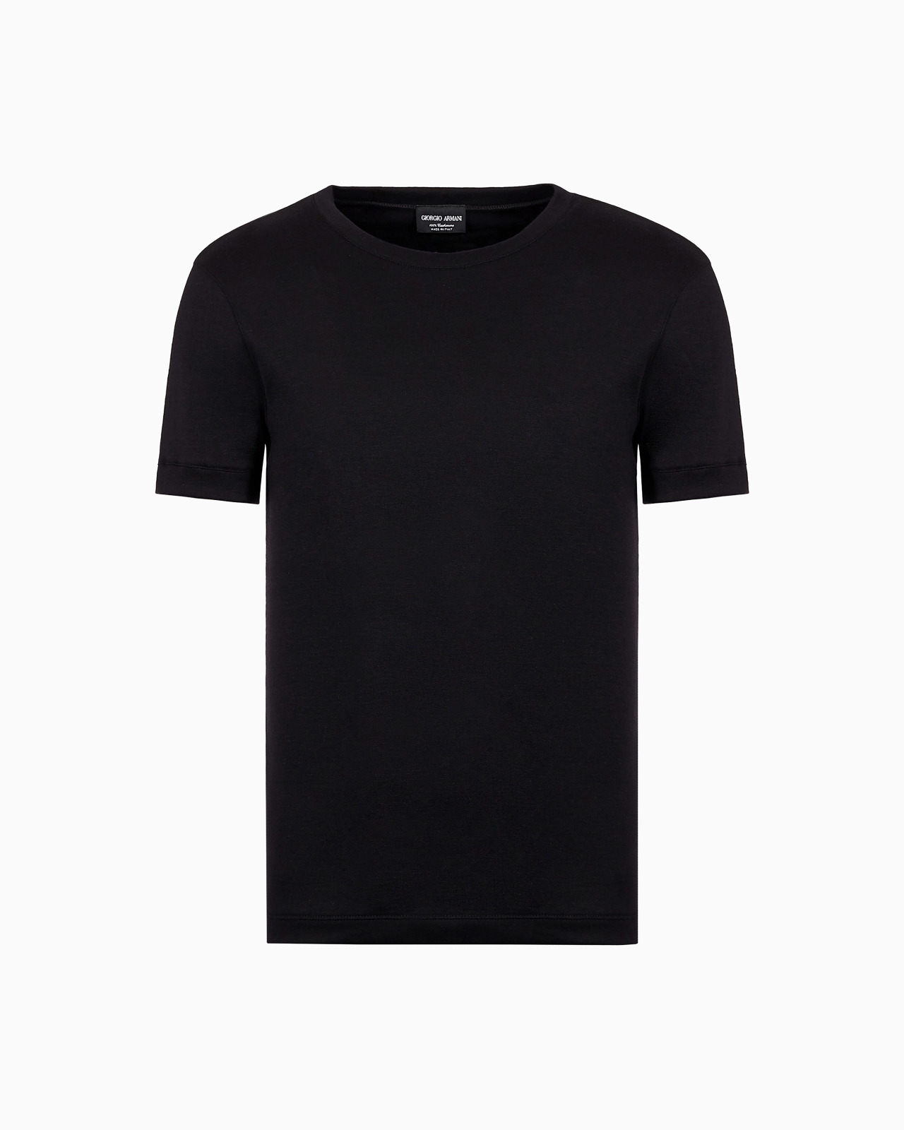 ICON CREW-NECK, SHORT-SLEEVED JUMPER IN CASHMERE INTERLOCK - 1