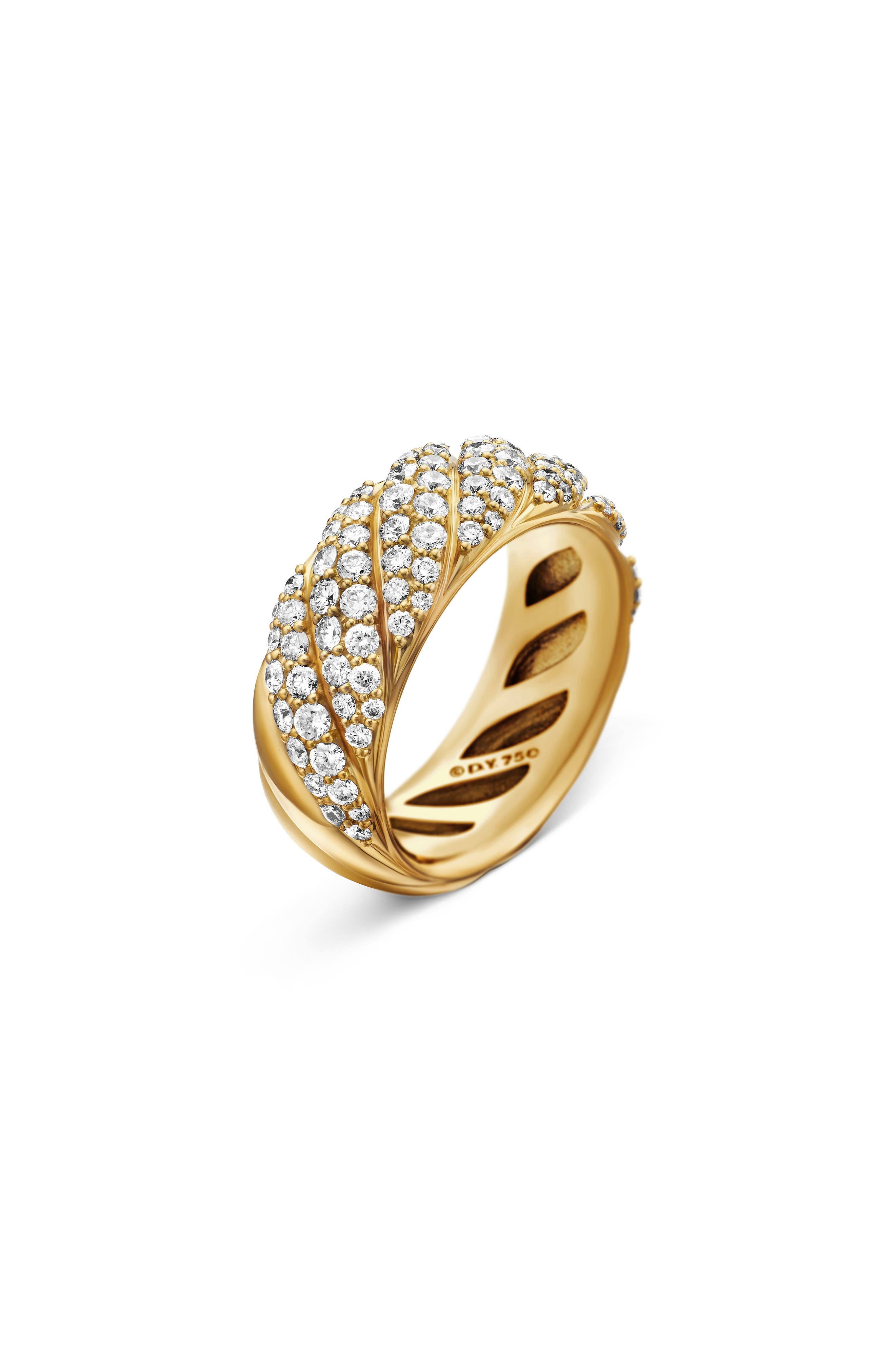 David Yurman Sculpted Cable Band Ring in 18K Yellow Gold with Pavé Diamonds at Nordstrom - 5