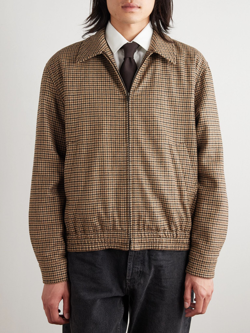 Houndstooth Woven Blouson Jacket Brown 3