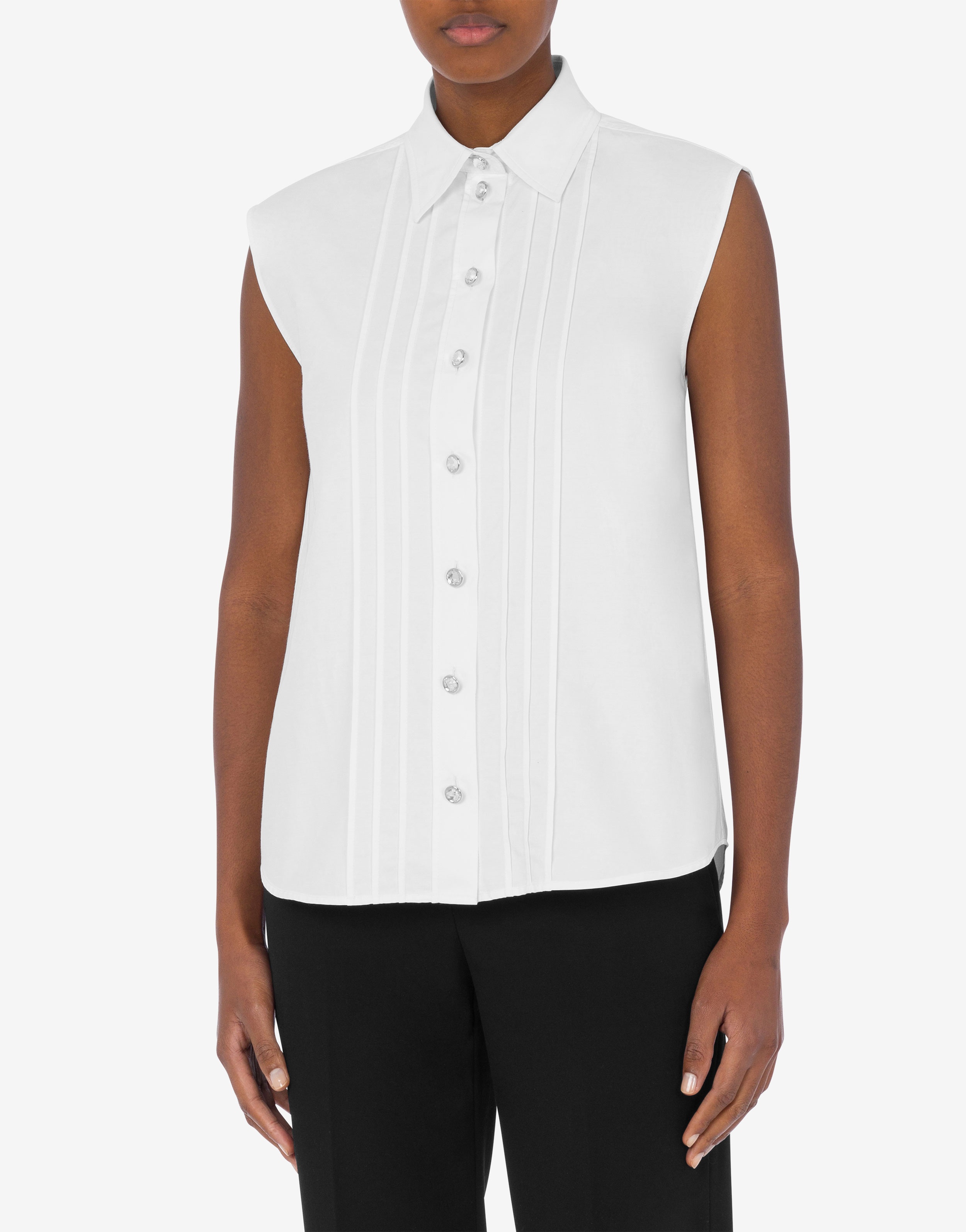 JEWELED BUTTONS POPLIN TOP - 2