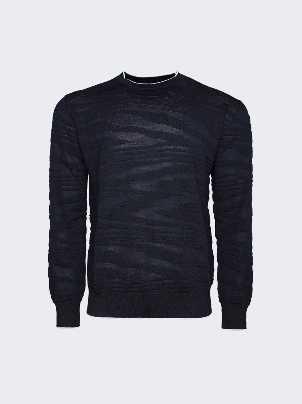 Zig-Zag Crewneck Sweater Navy - 1