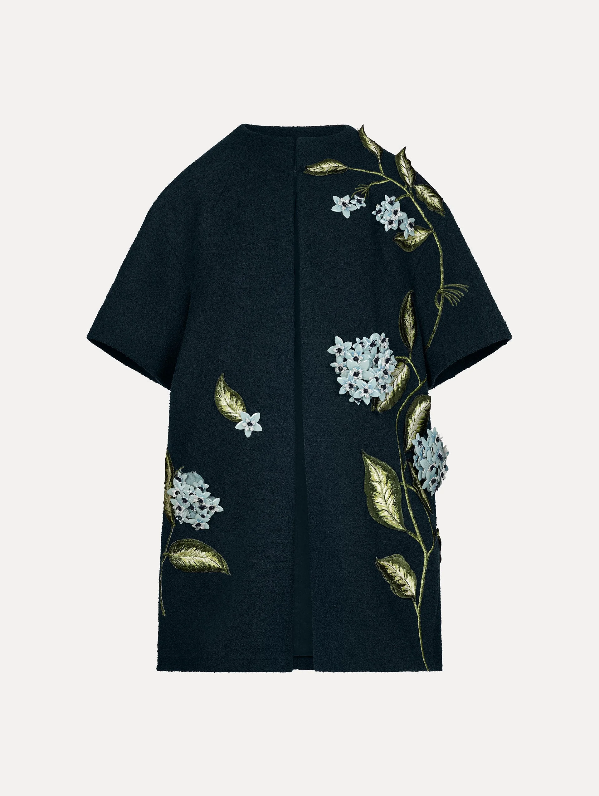 PORCELAIN FLOWER EMBROIDERED COAT - 1