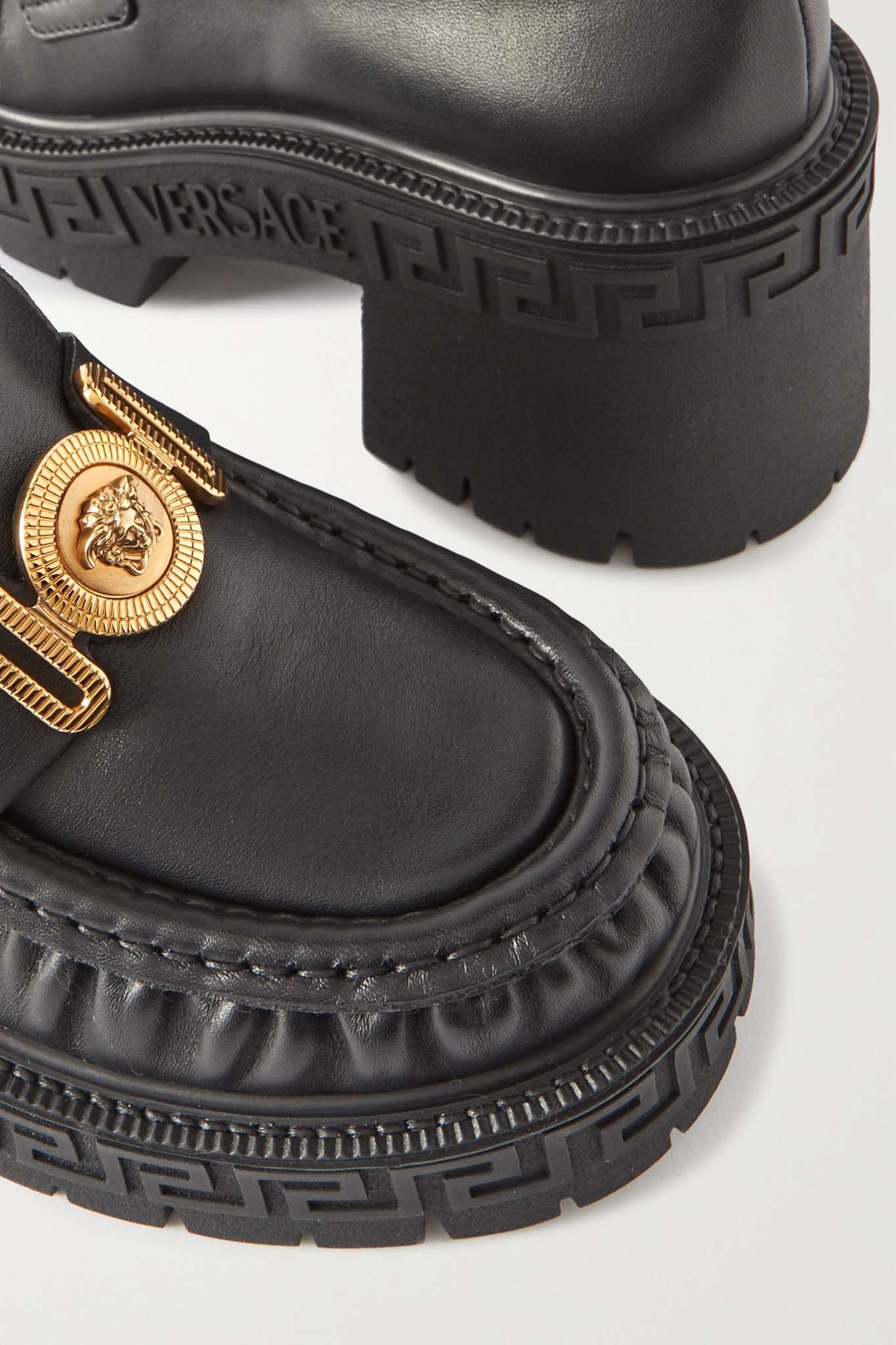 Embellished leather loafers - 4