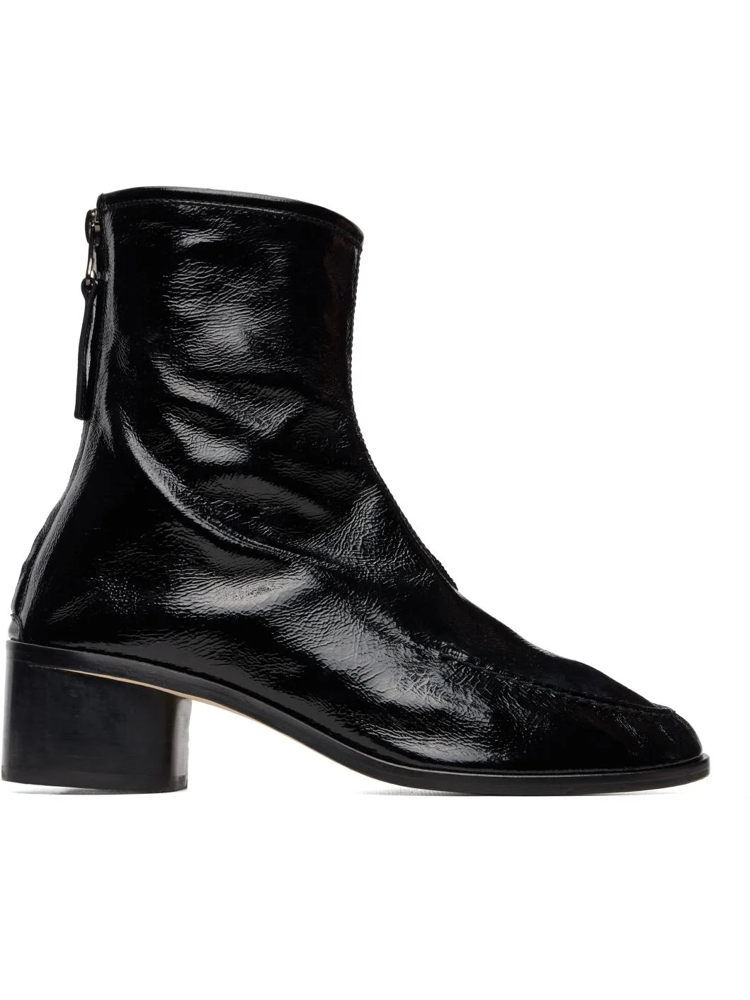 Black Juliol Crinkled Glossy Heeled Boots - 1