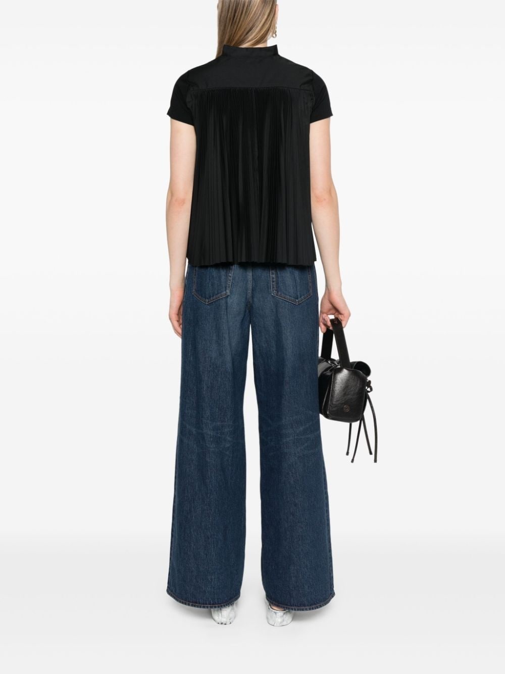 pleat-detail T-shirt - 3