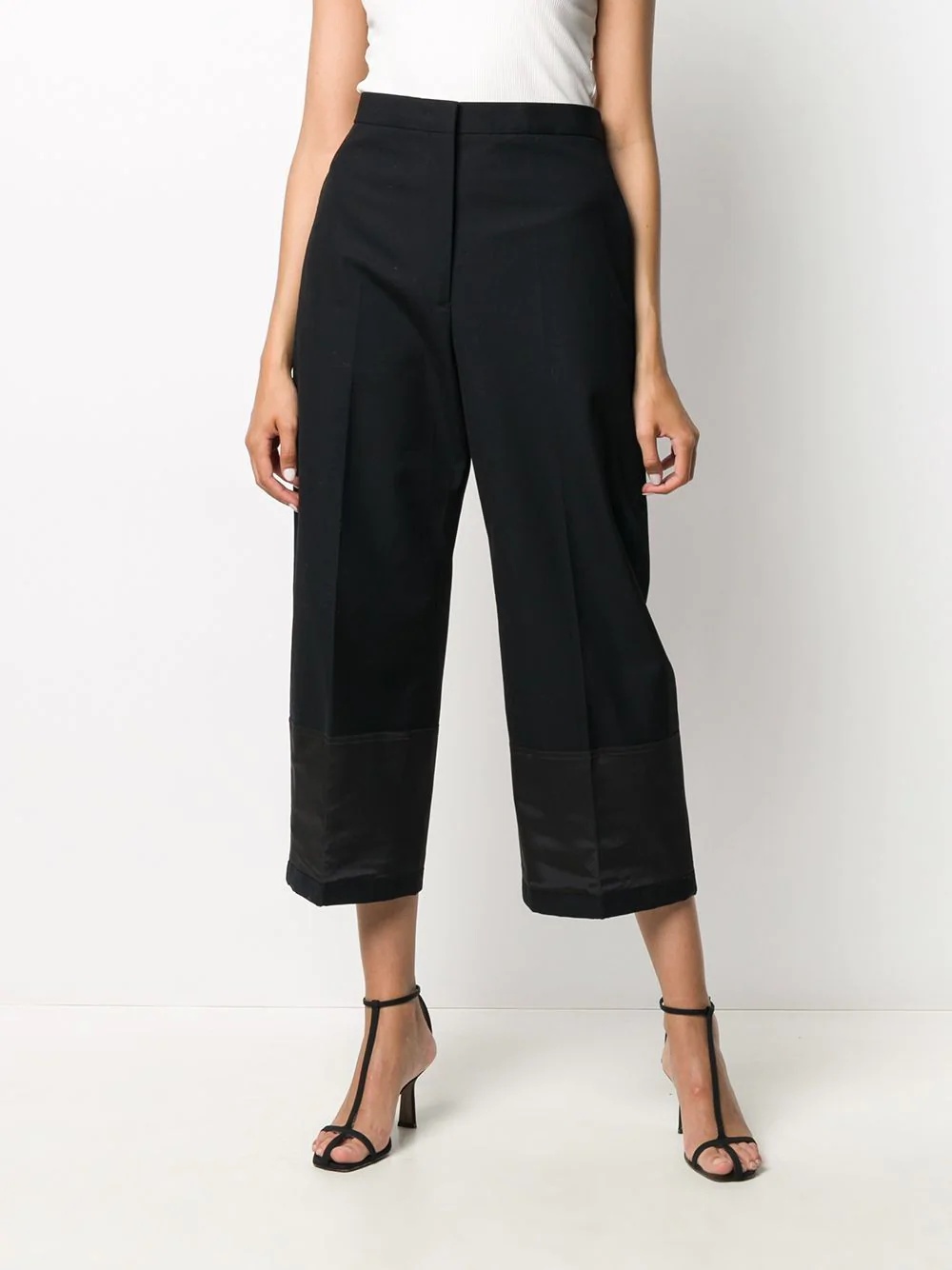 cropped straight-leg cotton trousers - 3