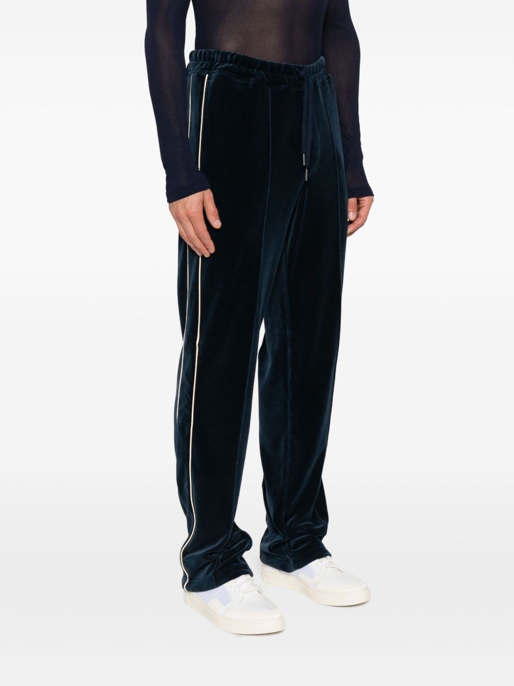 piped-trim velour track pants - 3