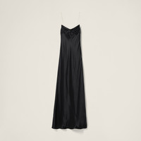 【関税&送料込】Miu Miu Black Satin Dress Miu Miu chain-straps Silk Dress | Black | FARFETCH