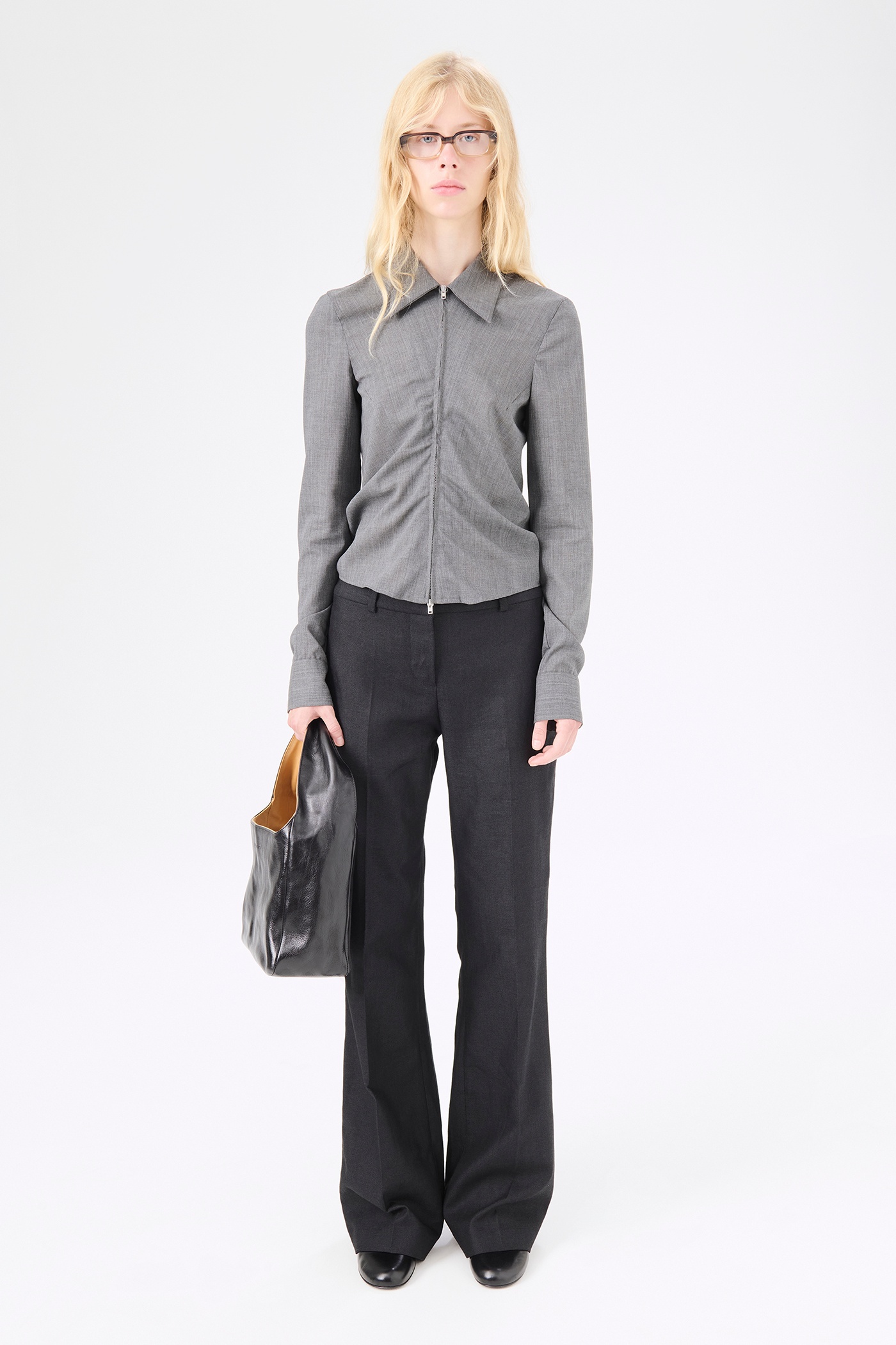 Slim Zip Shirt Ripe Antracite Grainy Wool - 1