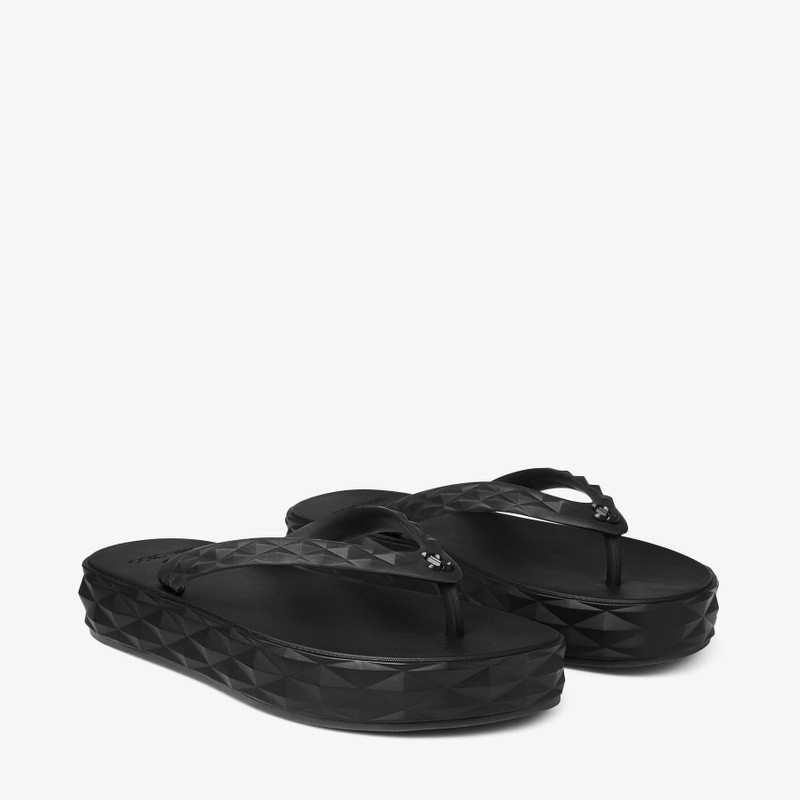 Diamond Flip Flop Black Rubber Flats 2