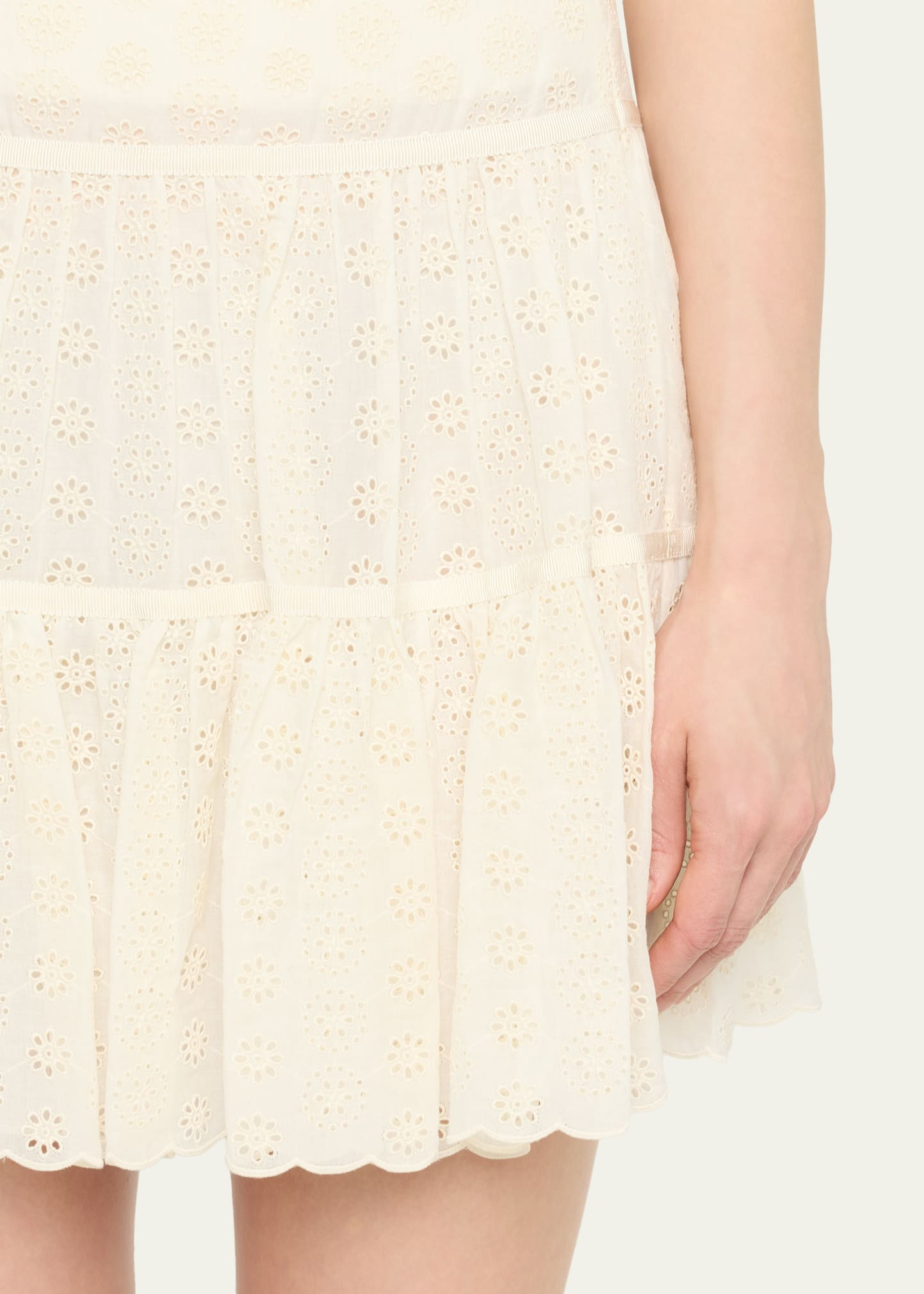 Tiered Eyelet Mini Skirt - 5