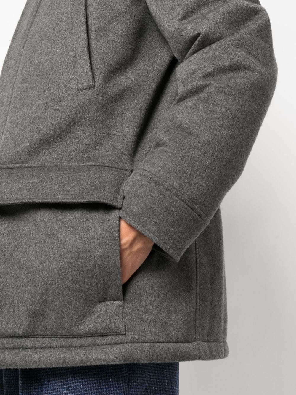hooded padded-design cashmere coat - 5