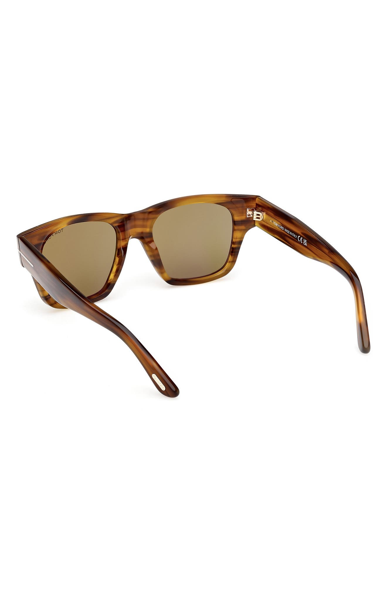 TOM FORD 53mm Square Sunglasses in Striped Brown Honey /Green at Nordstrom - 8