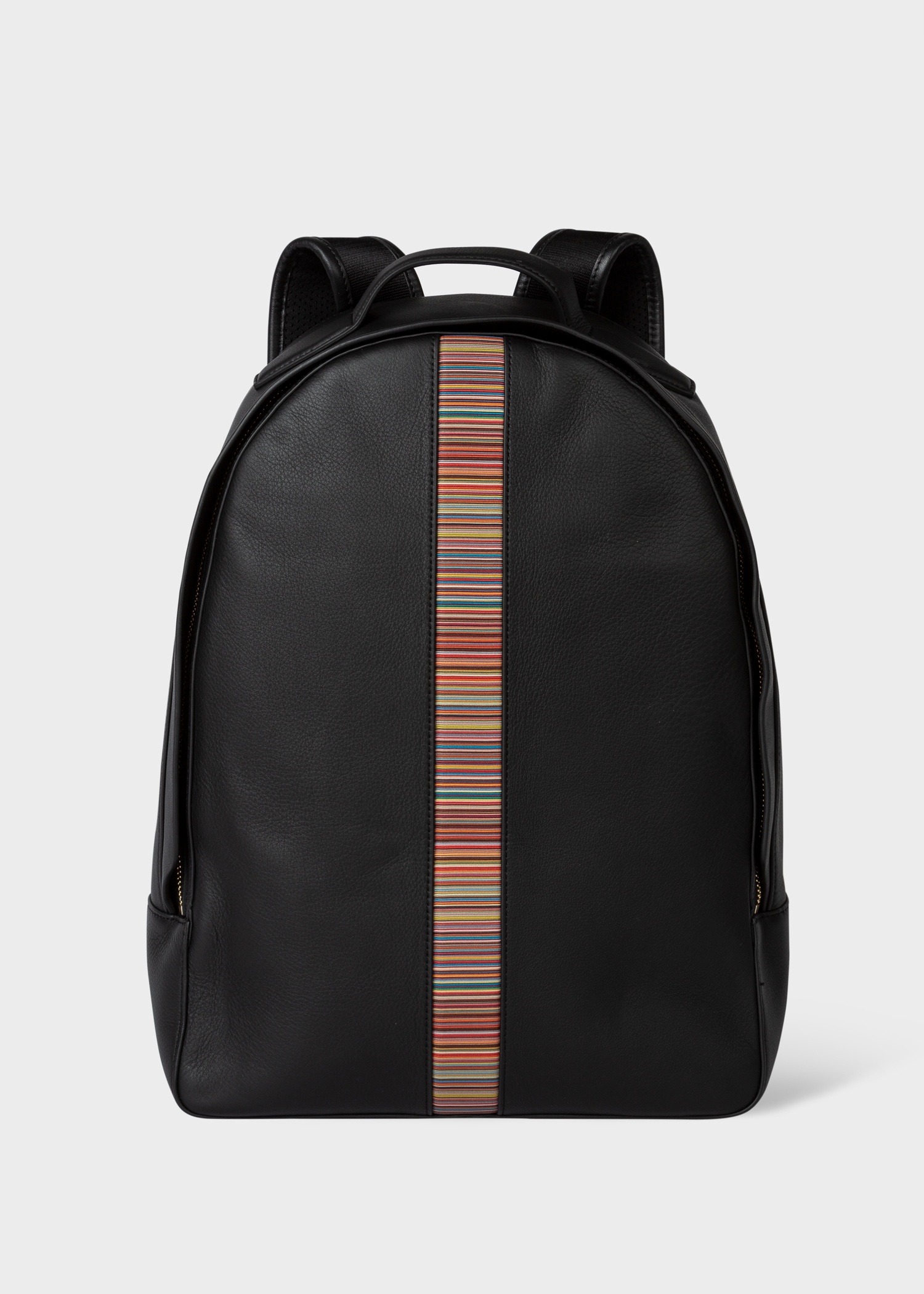 Black Leather 'Signature Stripe' Backpack - 1