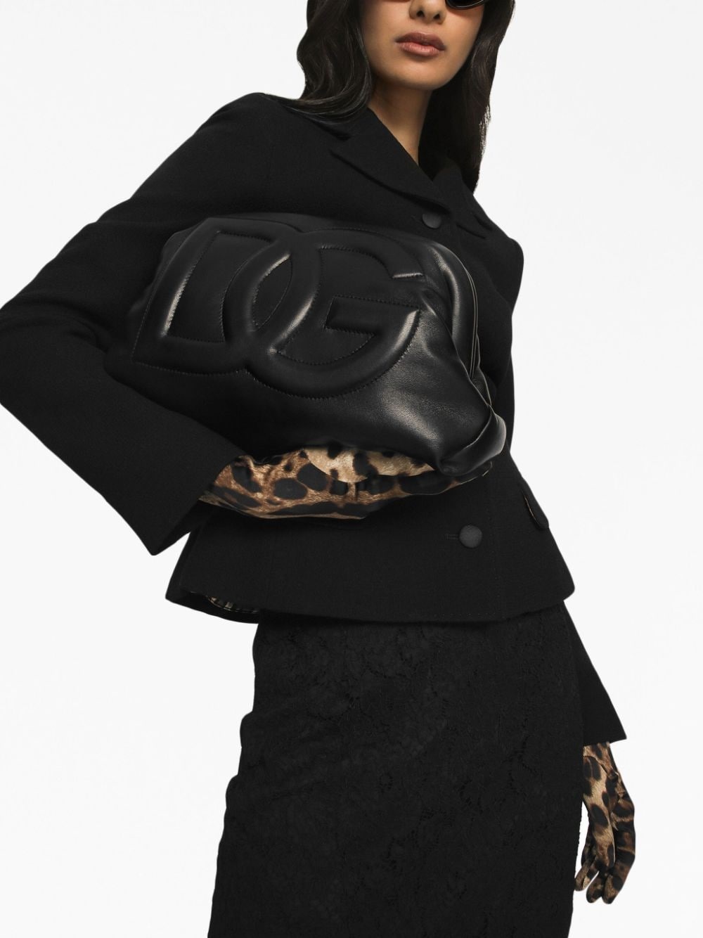 logo-embossed leather clutch - 2