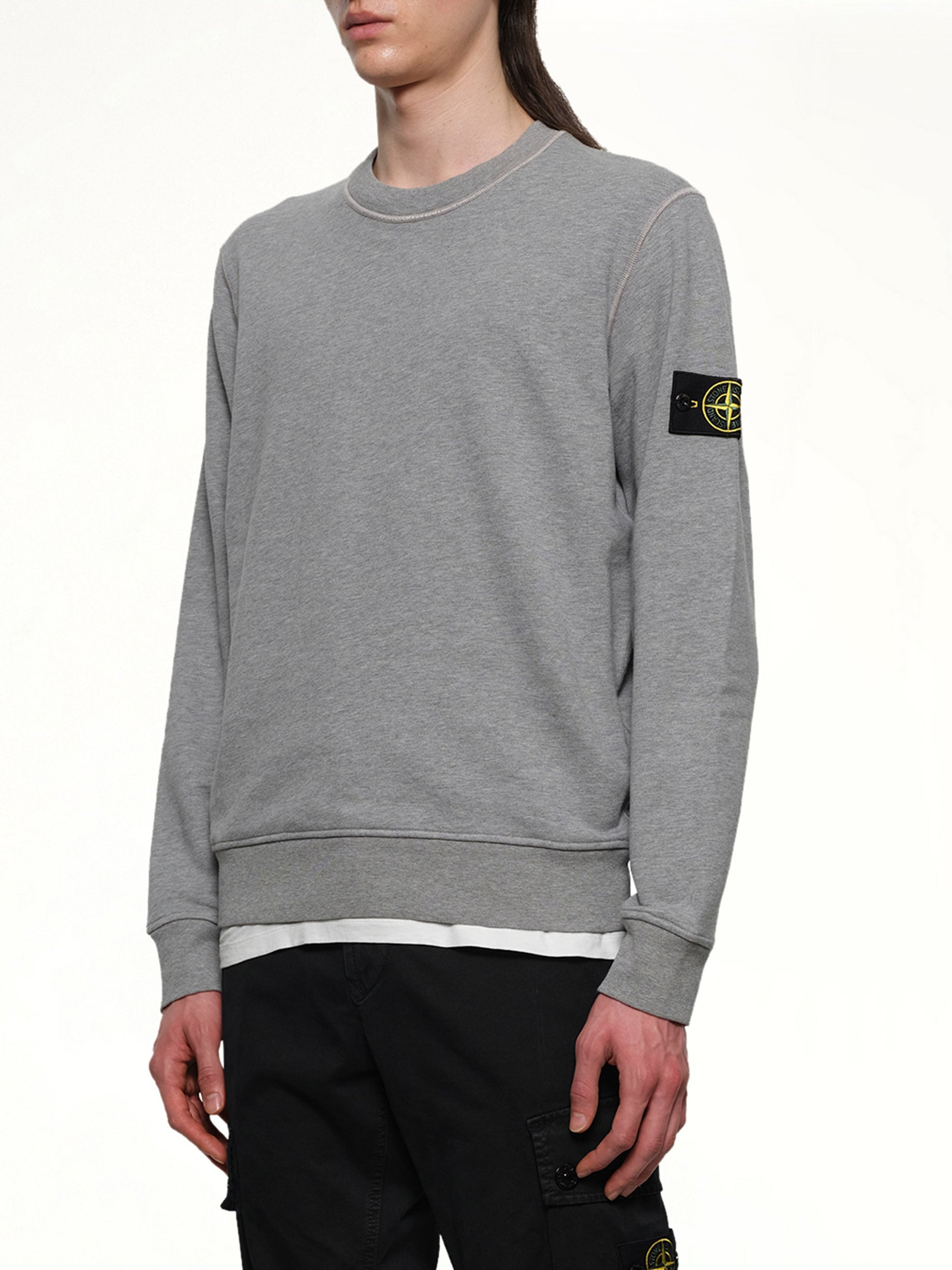 610006 Washed Cotton Sweatshirt in Melange Grey - 5
