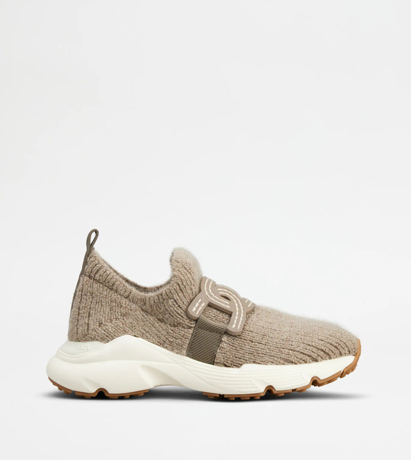 KATE SLIP-ON SNEAKERS IN FABRIC - BROWN - 1