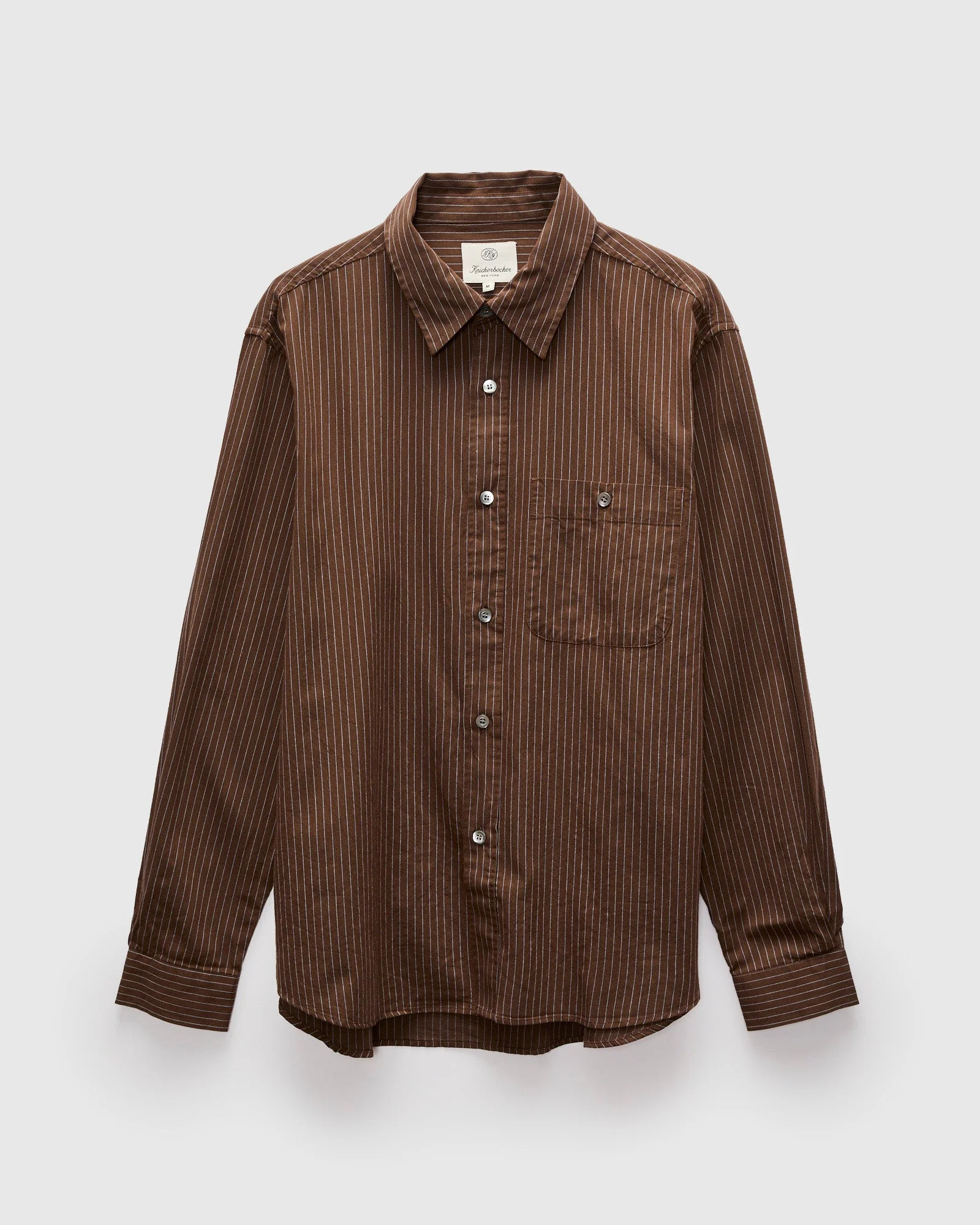 Jones Cotton Merino Twill Shirt in Brown Sky - 1
