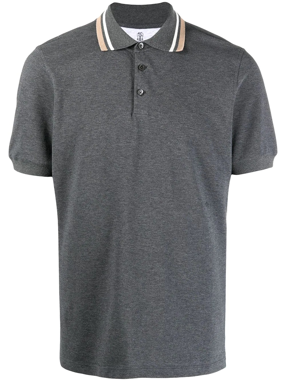 short-sleeved cotton polo shirt - 1