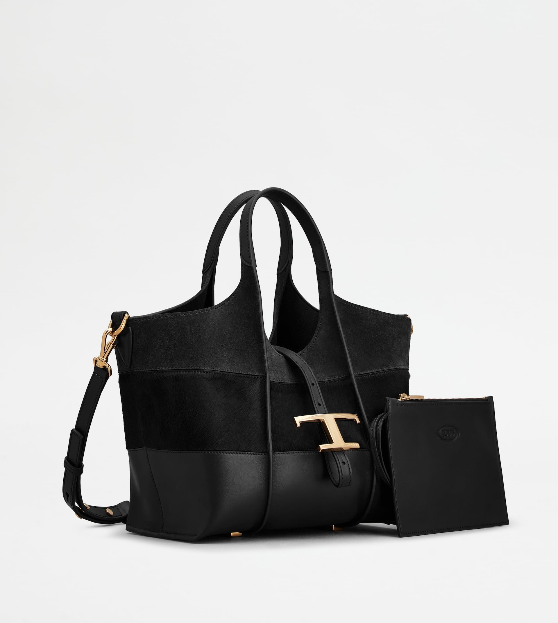 T TIMELESS SHOPPING BAG IN LEATHER MINI - BLACK - 2