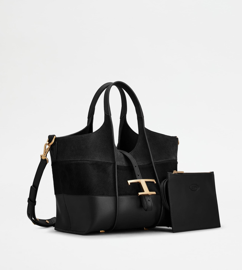 Tod's T TIMELESS SHOPPING BAG IN LEATHER MINI - BLACK outlook