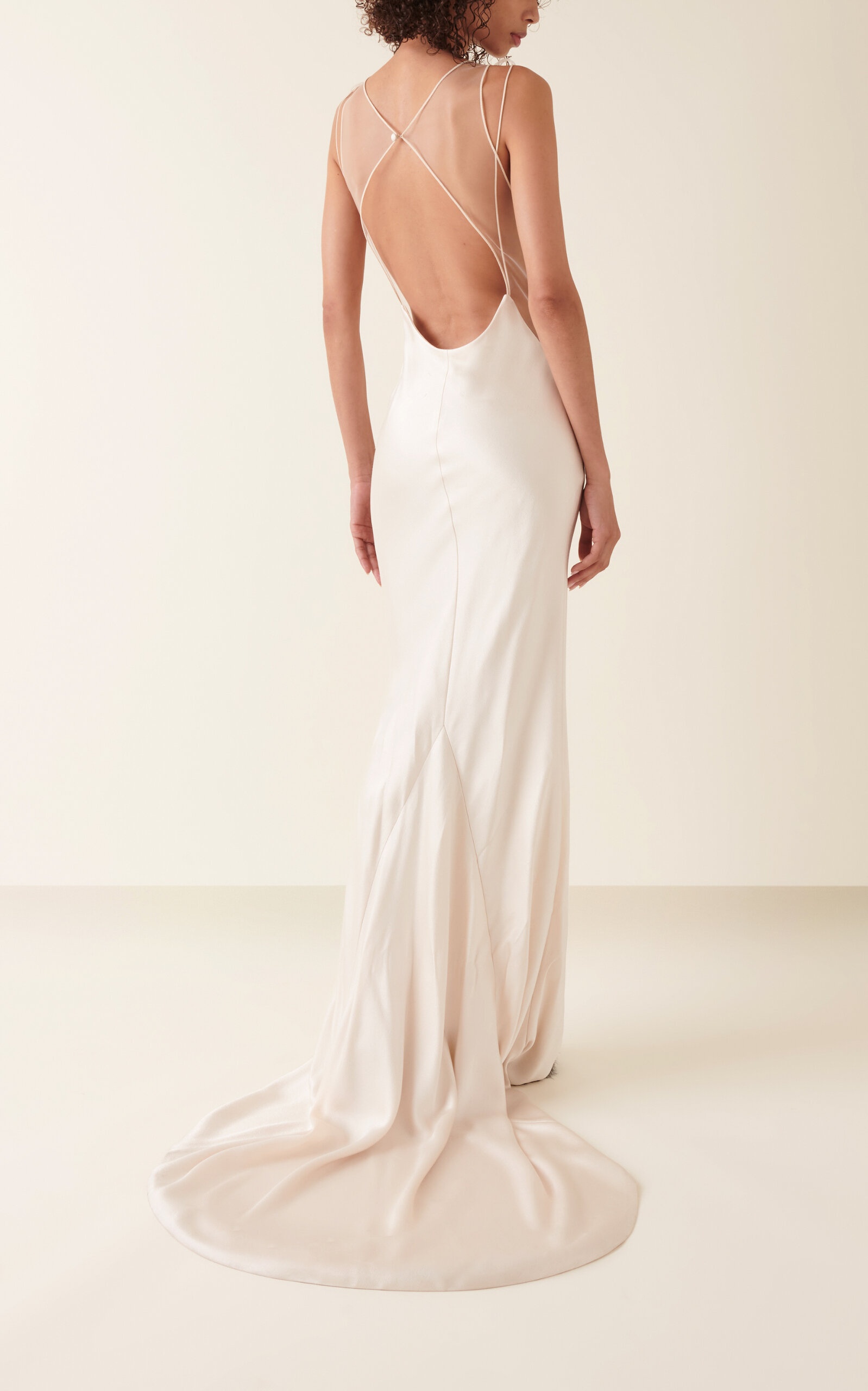 Maison Margiela Backless Satin Maxi Dress ivory