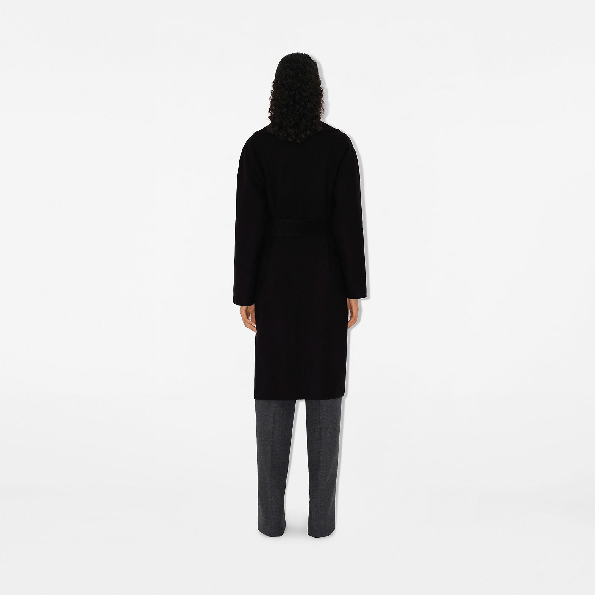 Reversible Check Wool Wrap Coat - 4
