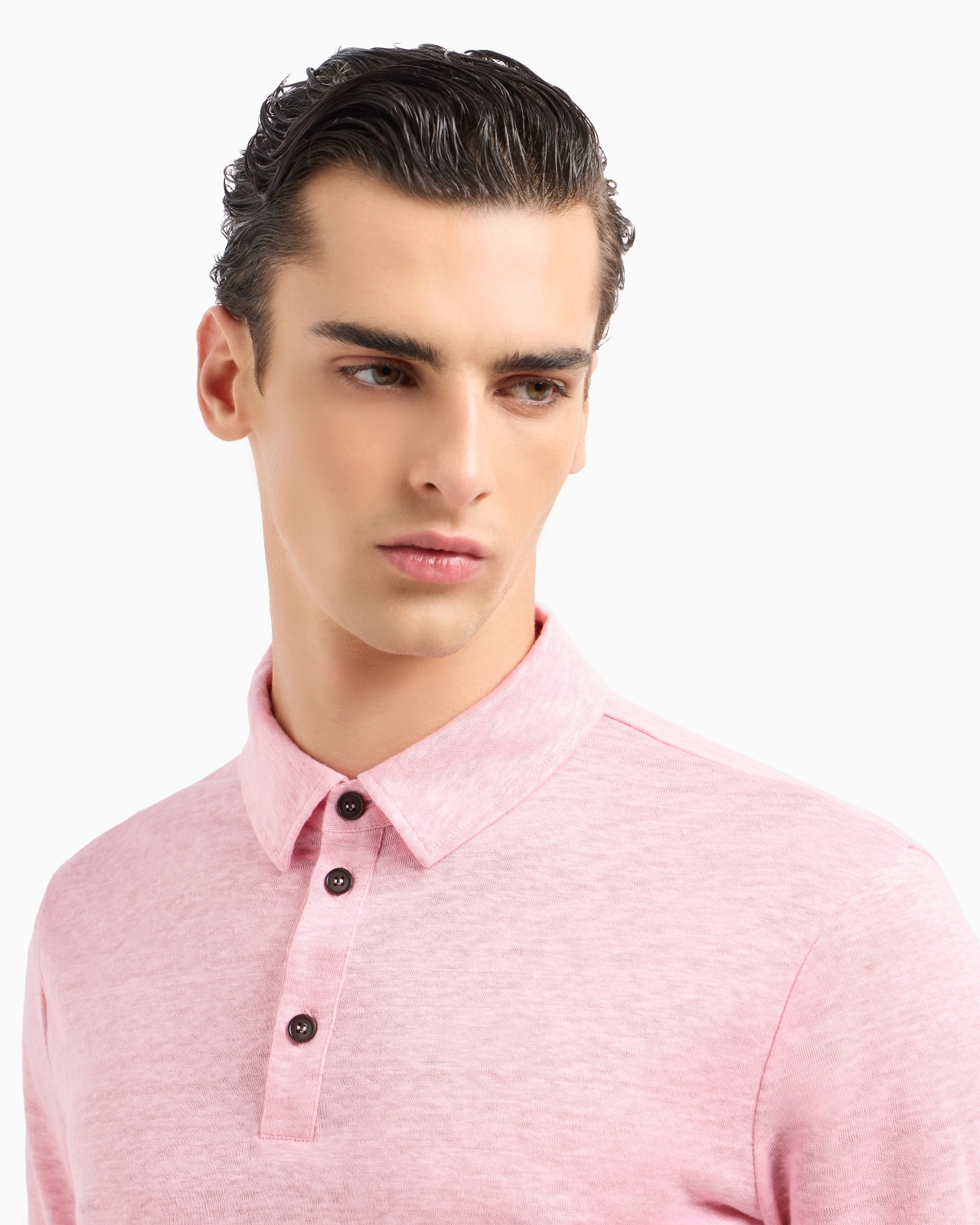 Short-sleeved polo shirt in pure linen jersey - 5