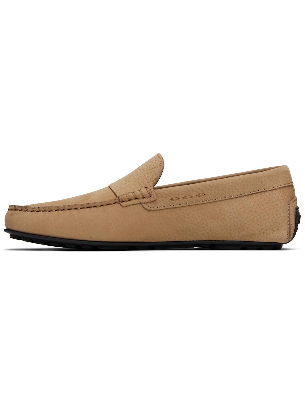 Beige Logo Embossed Faux-Suede Loafers - 3