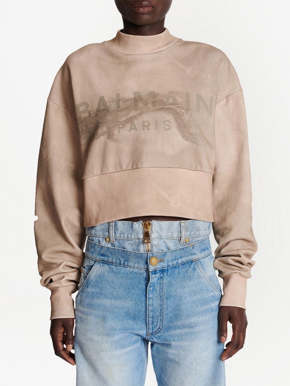logo-print cropped sweatshirt - 3