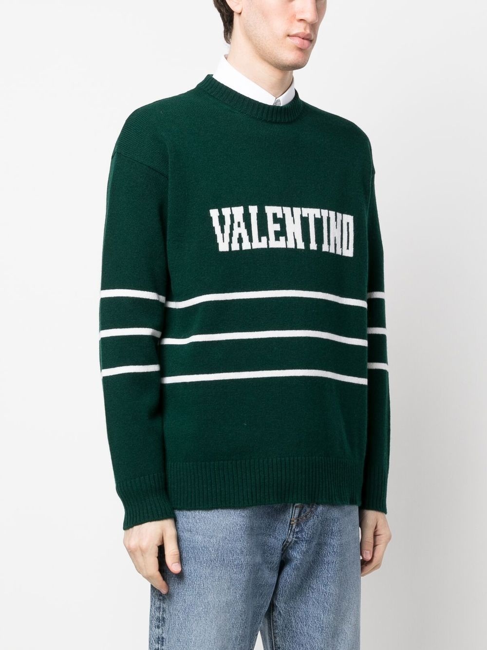 logo-intarsia crew-neck jumper - 3