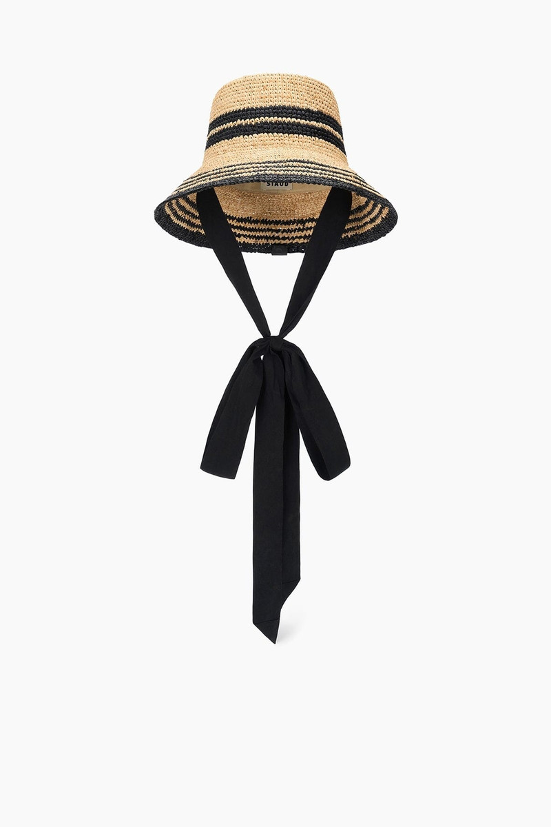 STAUD RITA RIBBON HAT NATURAL/BLACK 1