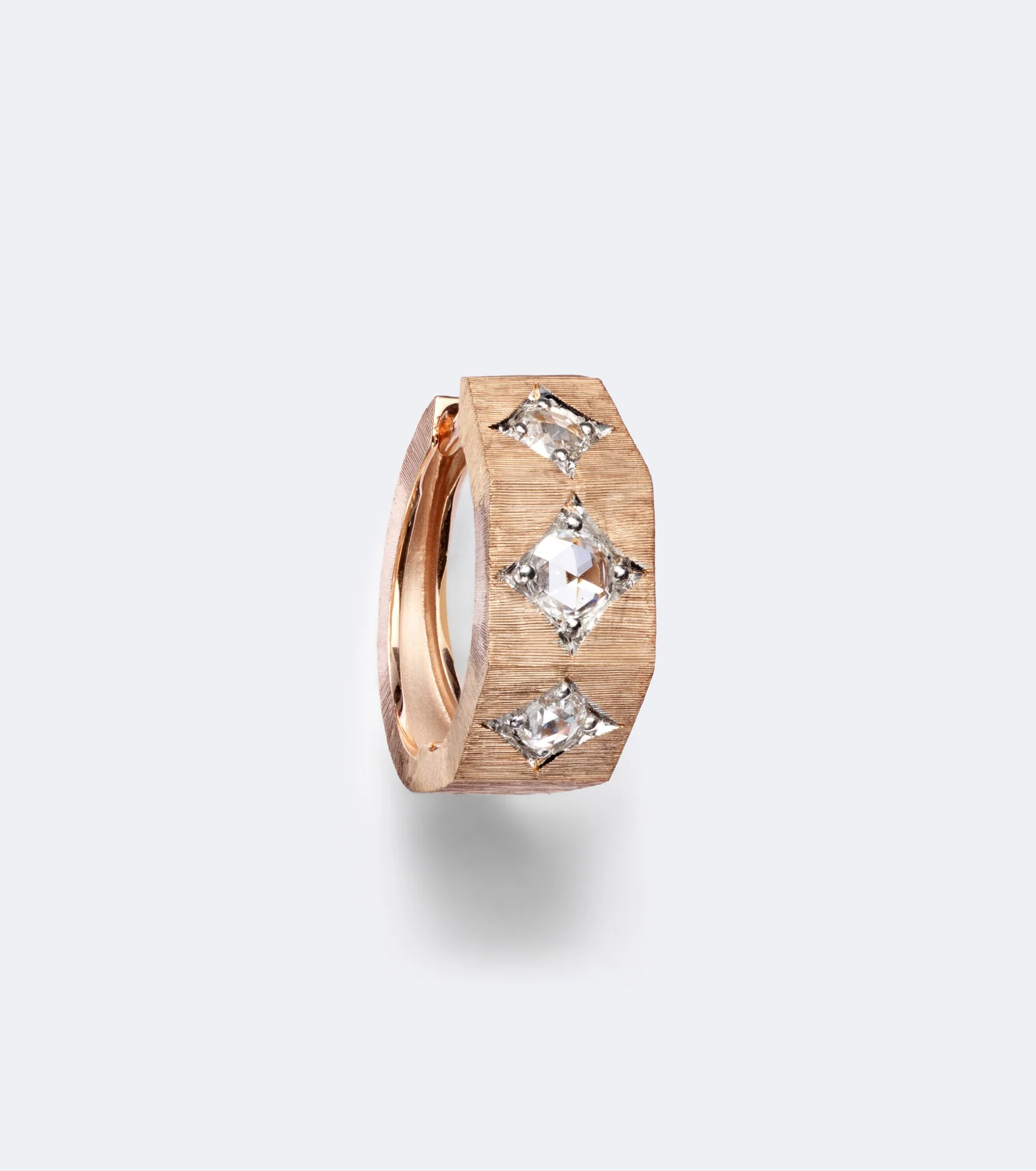 Ecrou 18kt rose gold single hoop earring with diamonds - 1