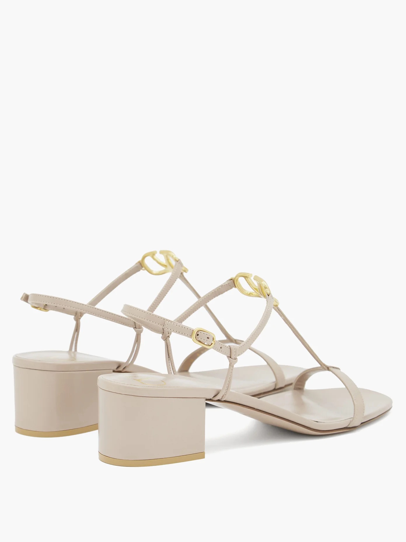 V-logo block-heel leather sandals - 4