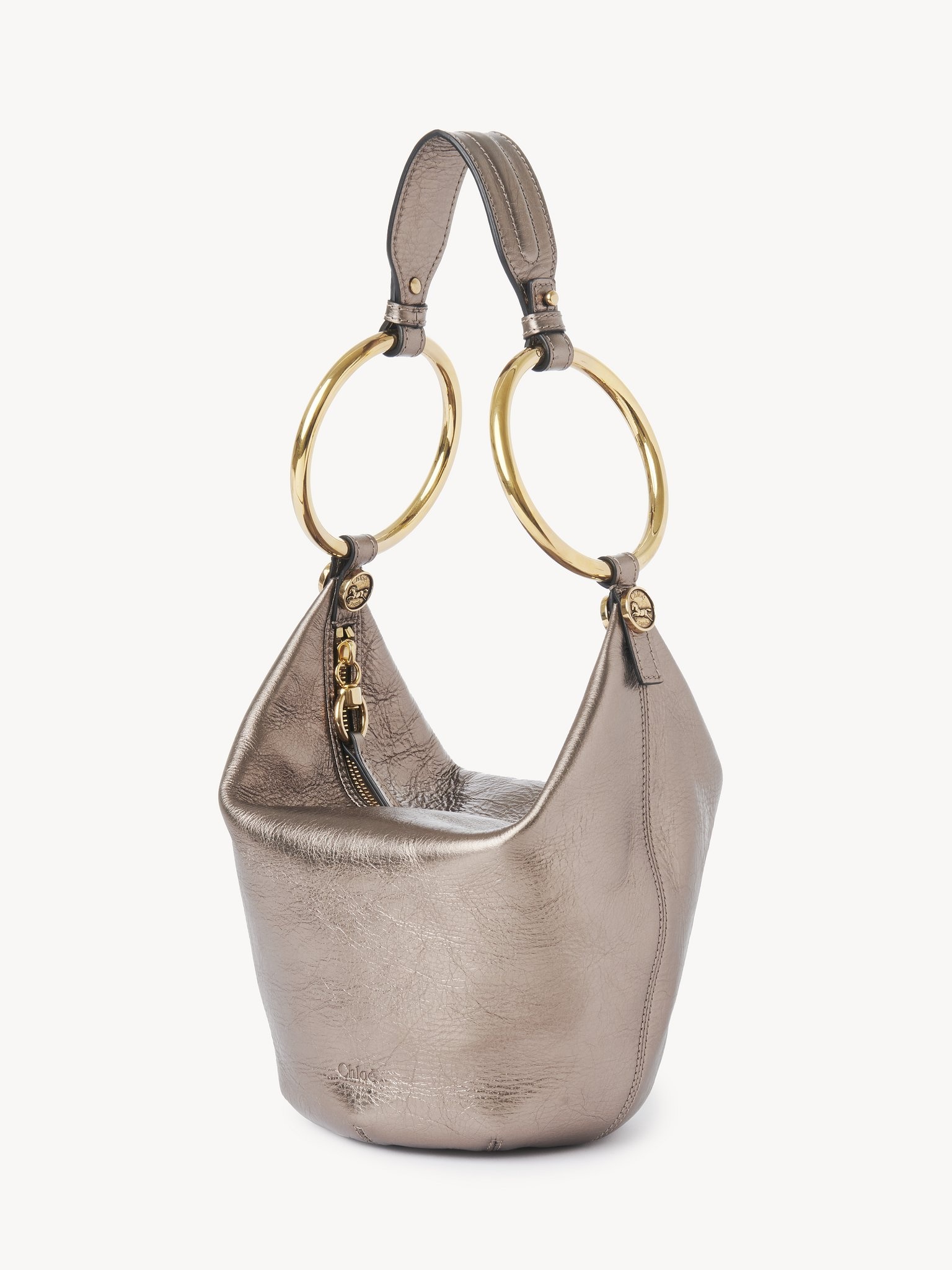 SMALL BRACELET HANDBAG IN METALLIZED LEATHER - 6