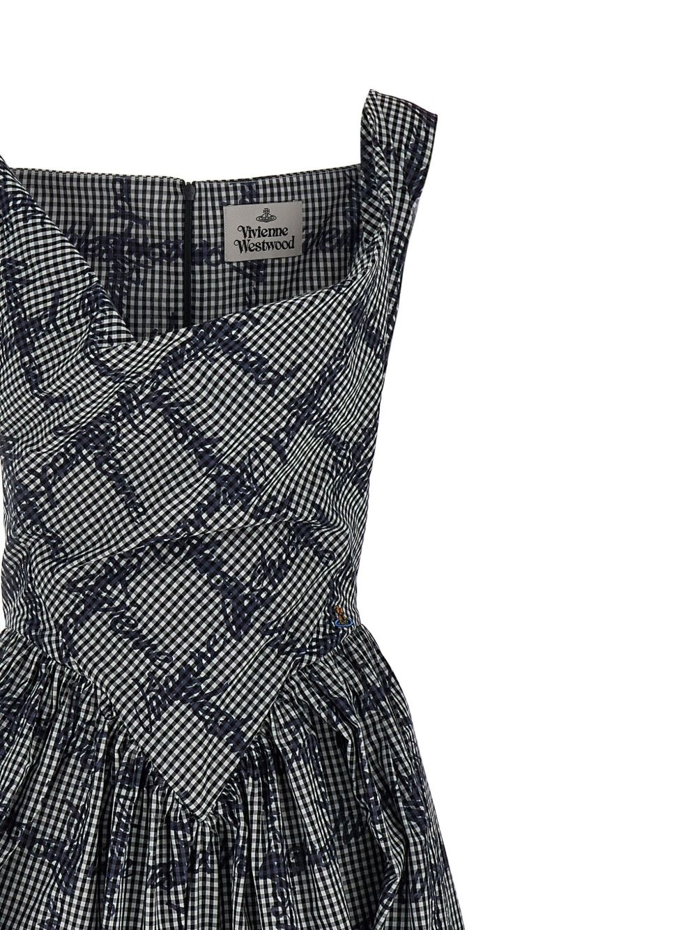 VIVIENNE WESTWOOD ワンピース Sunday gingham cotton 1014754 Sunday gingham cotton corset midi dress in black - Vivienne