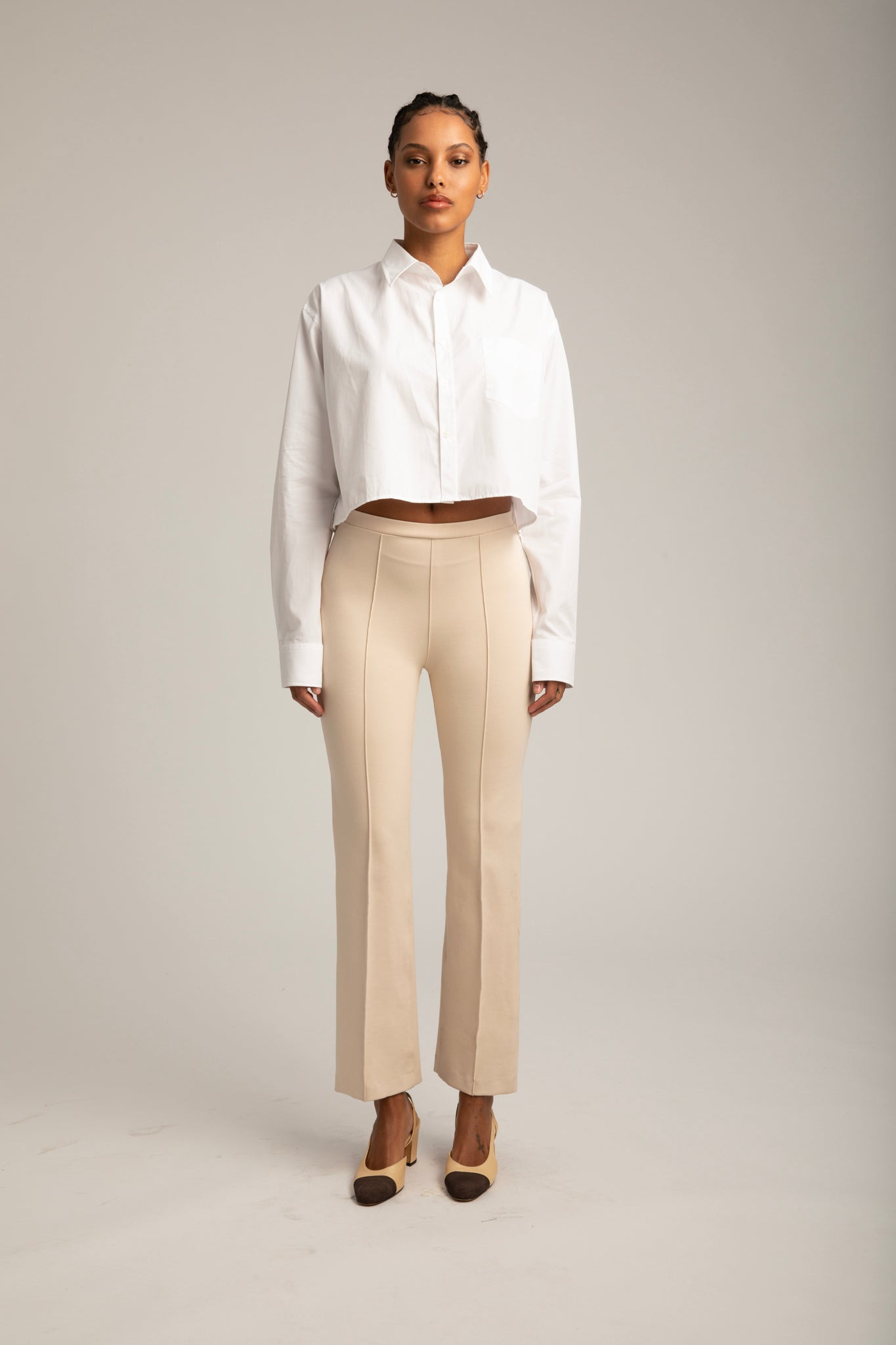 WHITE CROPPED BUTTON DOWN - 5