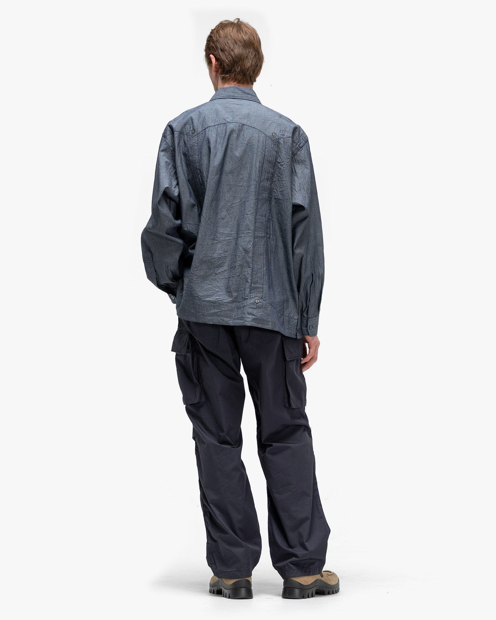 Guayabera Shirt Cotton Chambray Indigo - 3