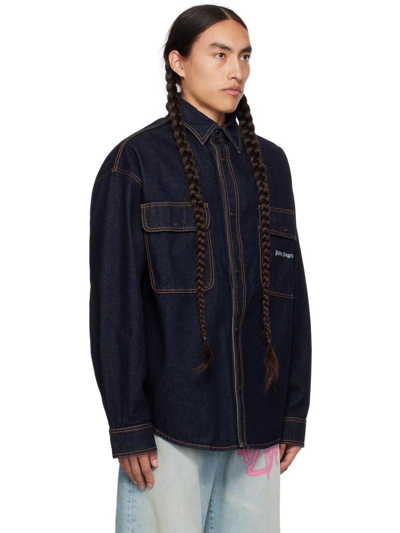 Navy Embroidered Denim Shirt 2