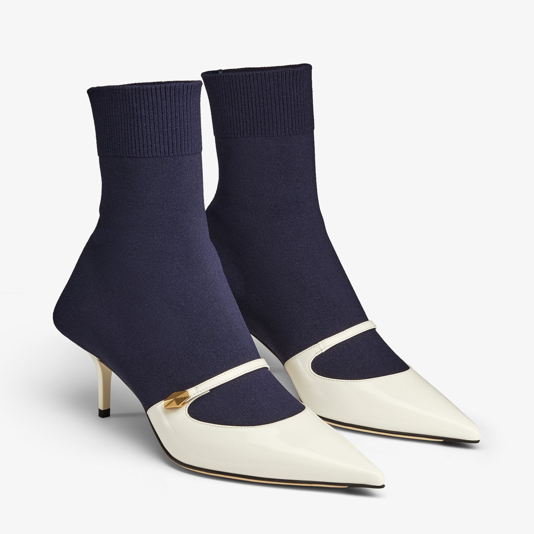 Carolyn Ankle Boot 60
Latte & Navy Leather & Knit Ankle Boots - 3