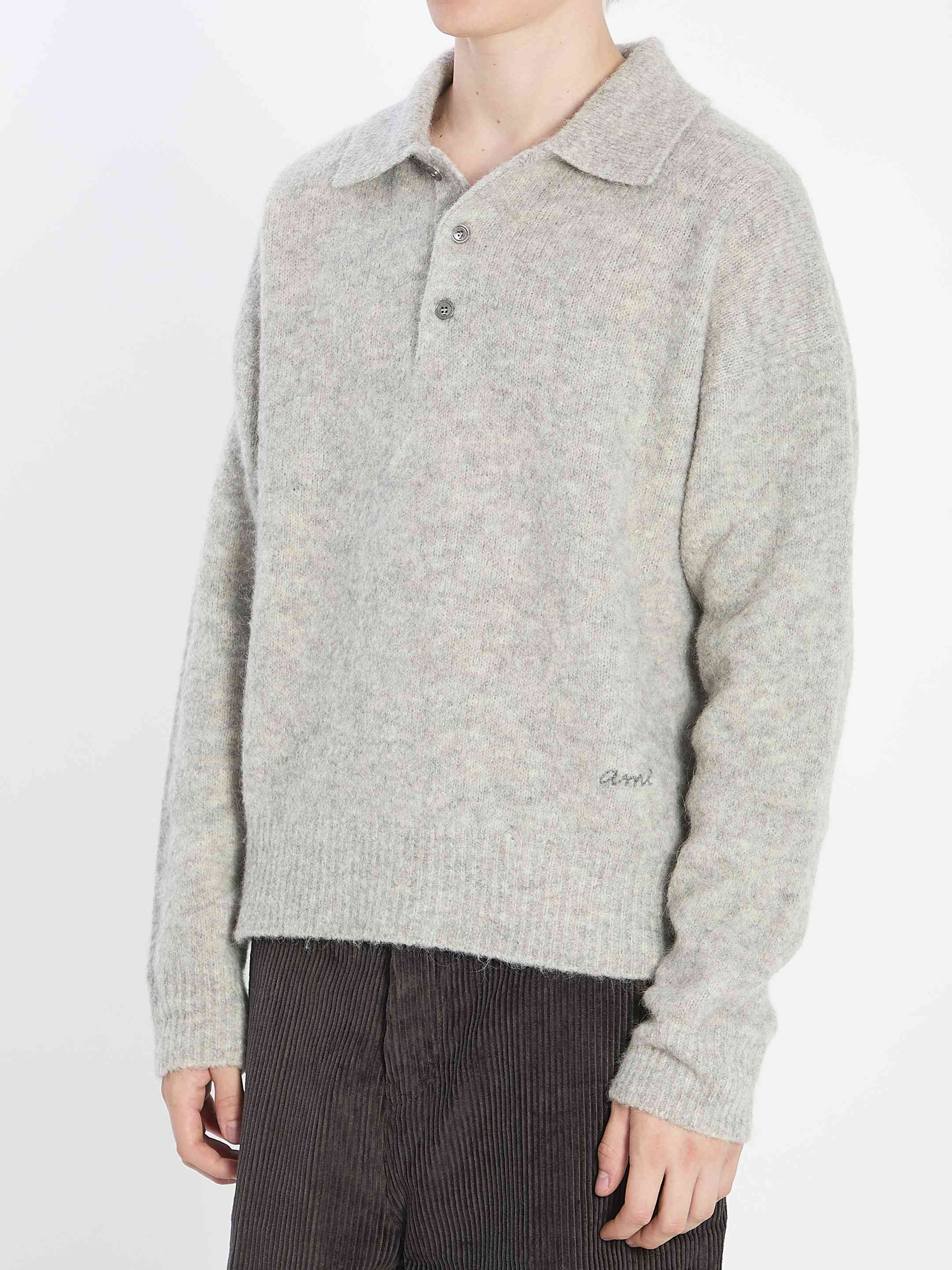 Ami Paris Men Polo In Alpaca And Wool - 2