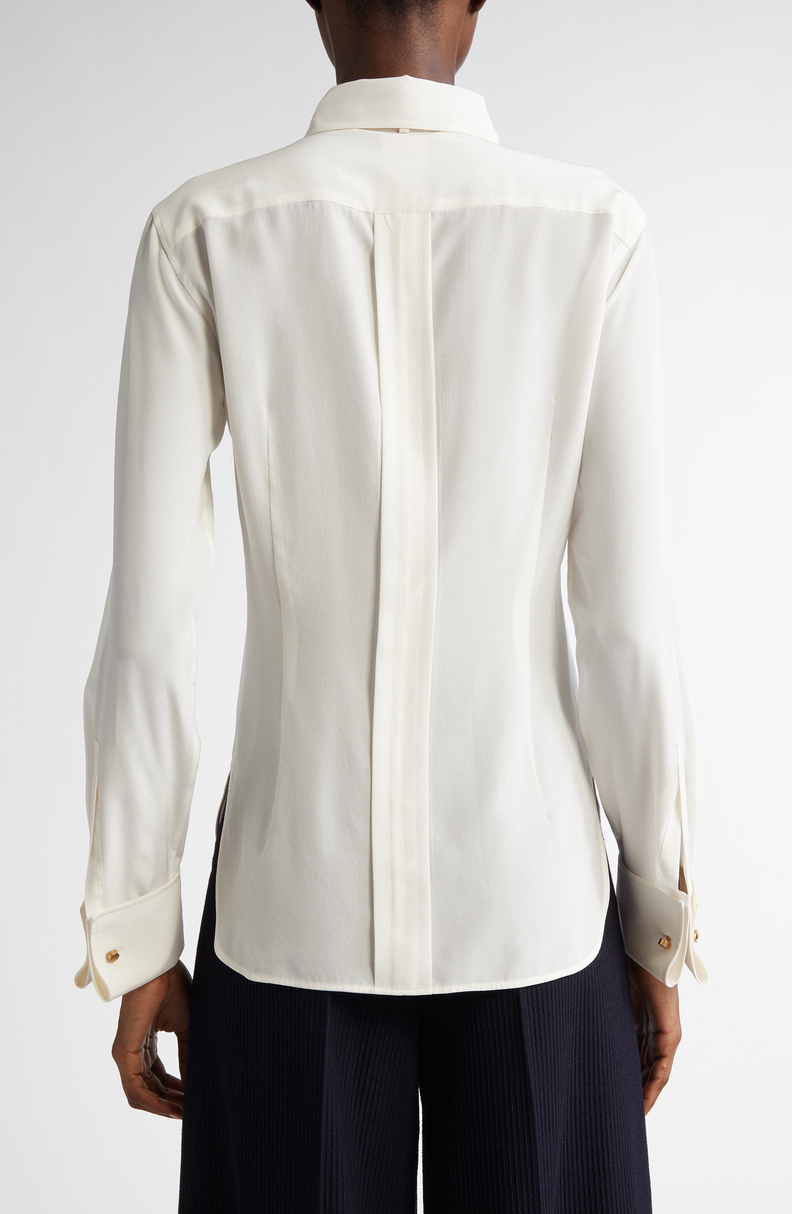 Max Mara Apollo Silk Crêpe de Chine Button-Up Shirt with Neck Ties at Nordstrom - 3