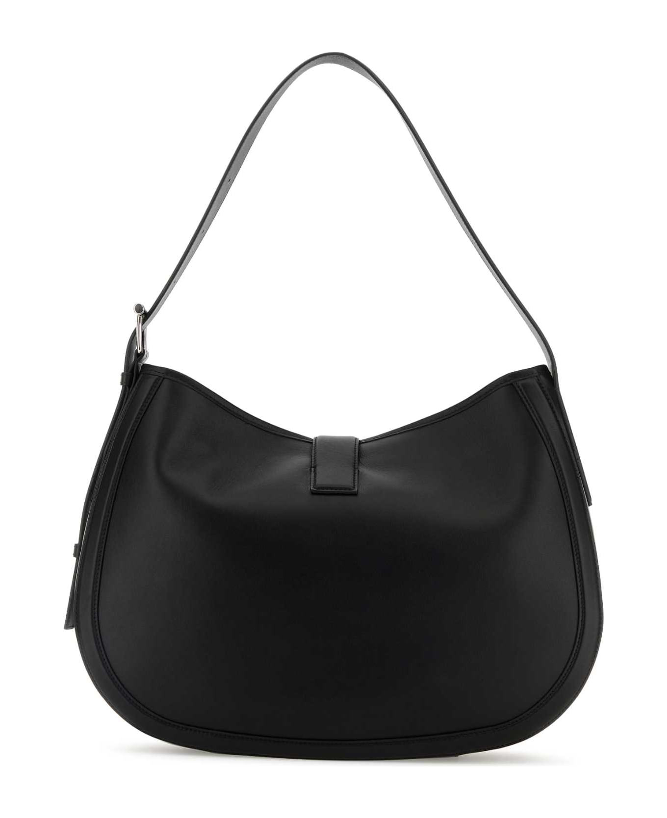 Black Shoulder Bag With Adjustable Shoulder Strap And T Buckle Closure On The Front In Leather Woman - 3
