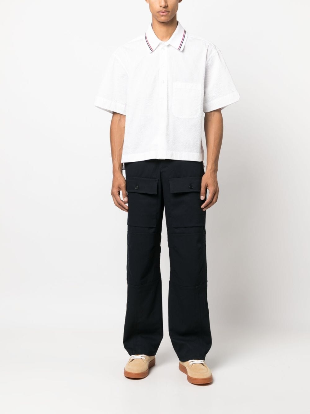 short-sleeve seersucker cotton shirt - 2