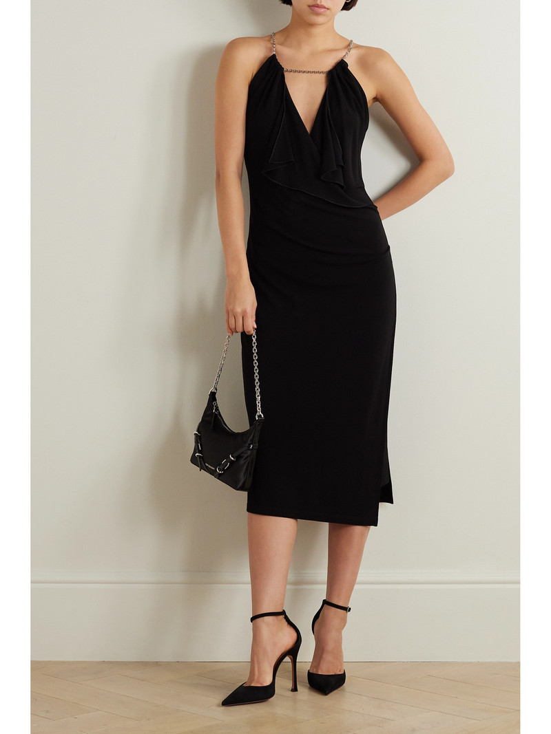 Givenchy Chain-embellished Ruffled Crepe De Chine Midi Dress outlook