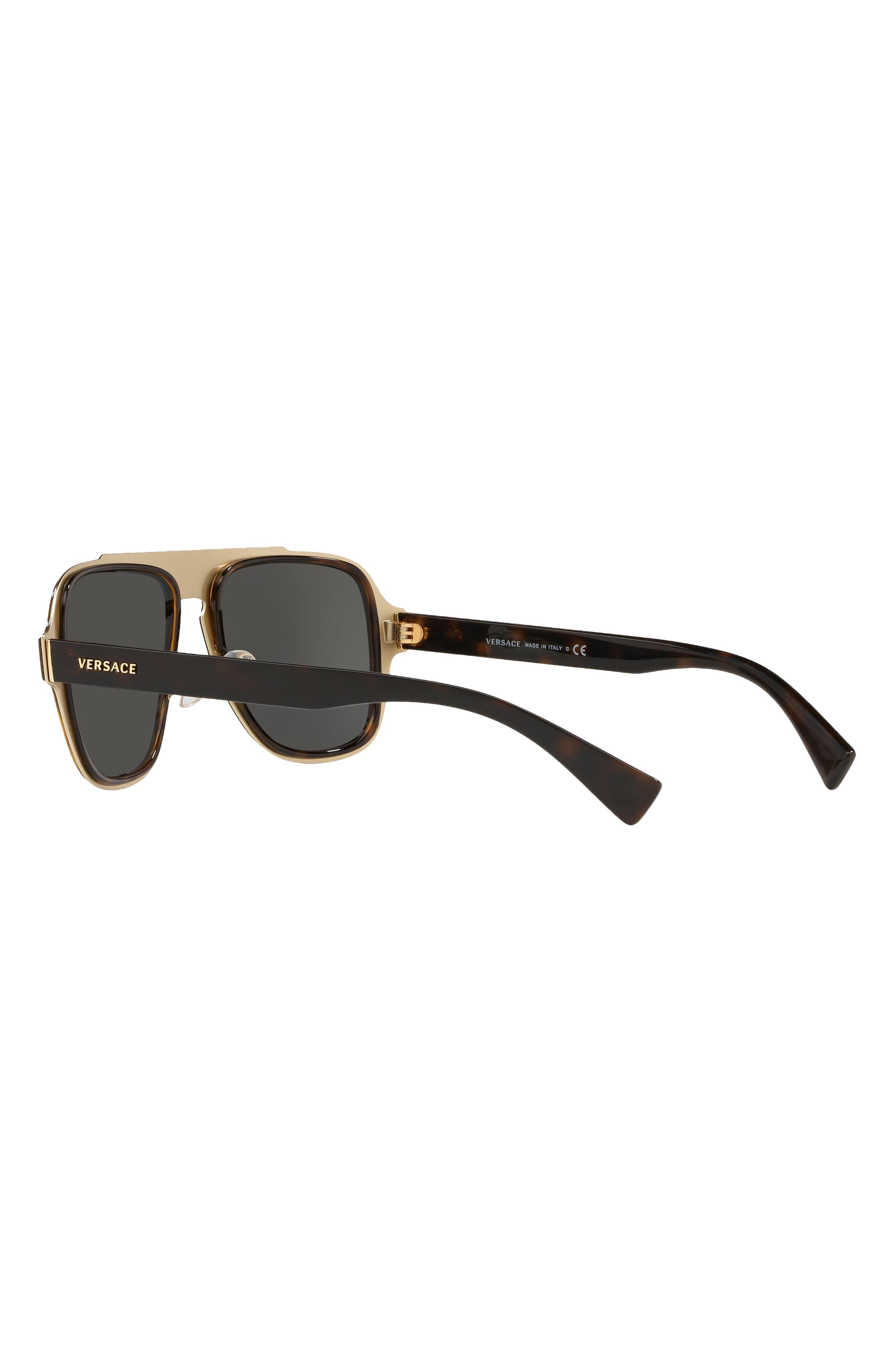 Versace 56mm Mirrored Aviator Sunglasses in Dark Havana/Grey Gold Mirror at Nordstrom - 5